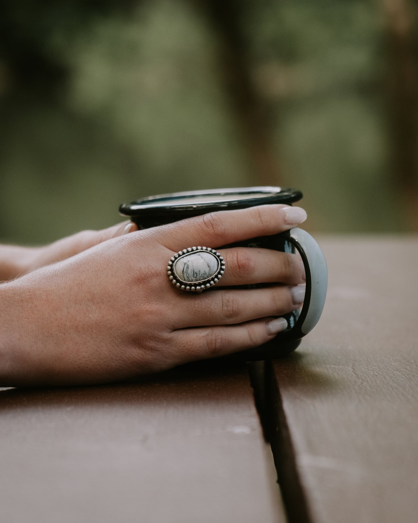 White Buffalo Sterling Ring, Size 7