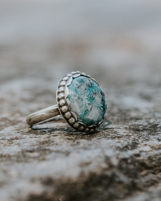 Whitewater Turquoise Sterling Ring, Size 5.5