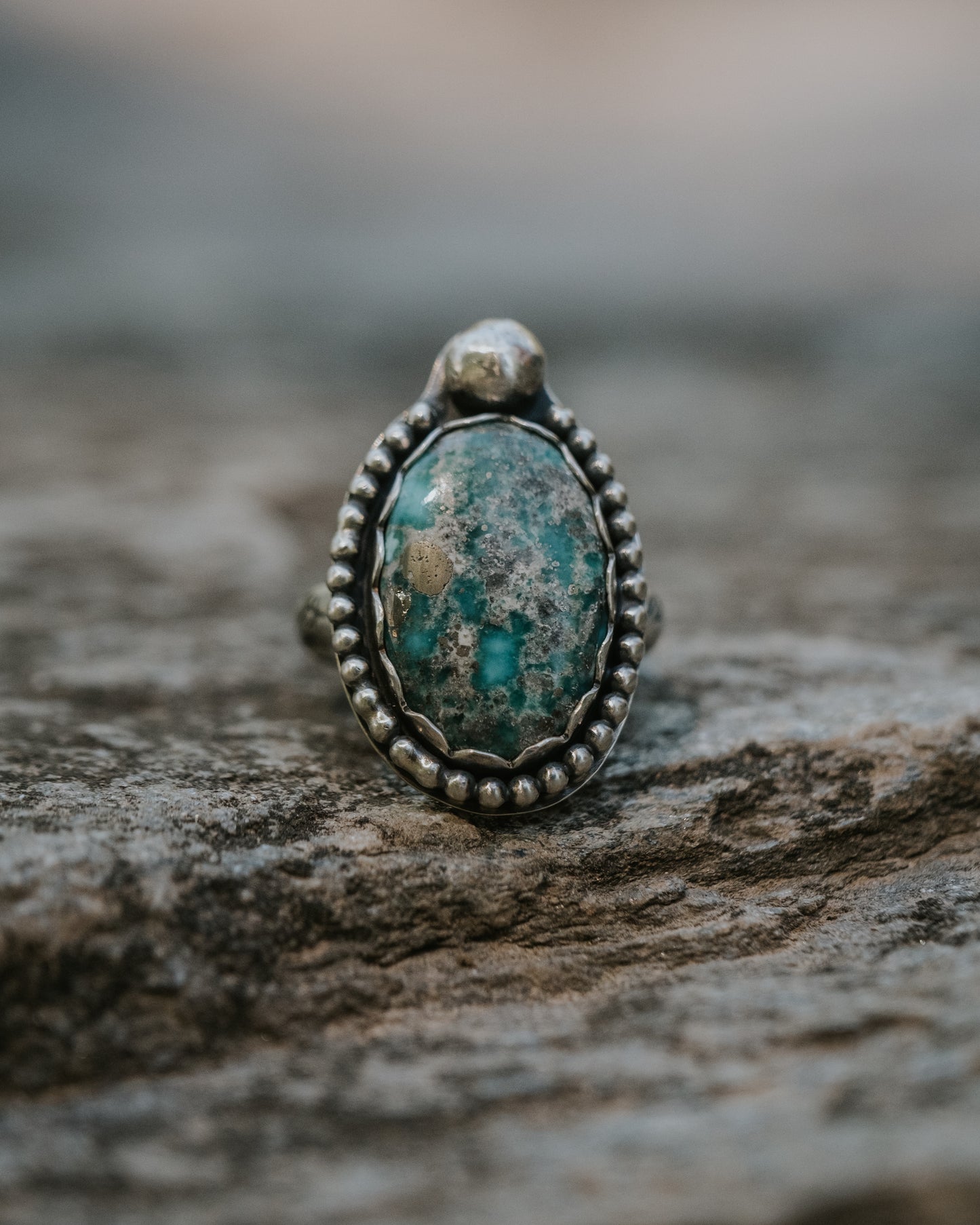 Whitewater Turquoise Sterling Ring, Size 8