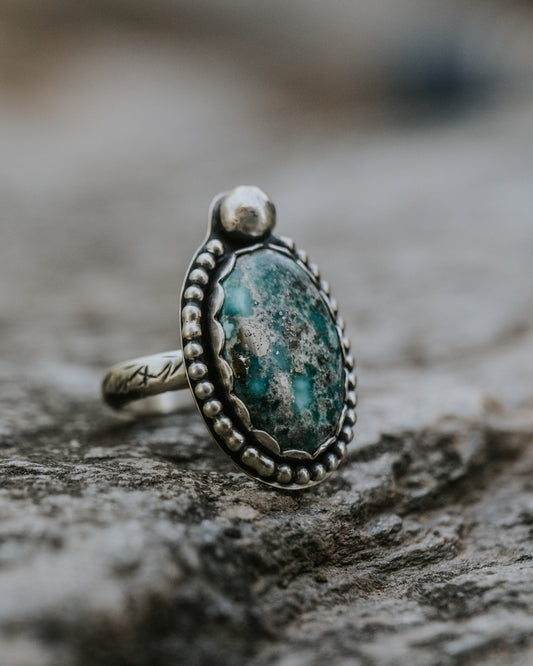Whitewater Turquoise Sterling Ring, Size 8
