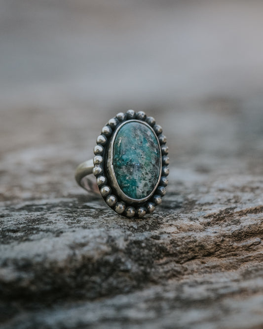 Whitewater Turquoise Sterling Ring, Size 5.5