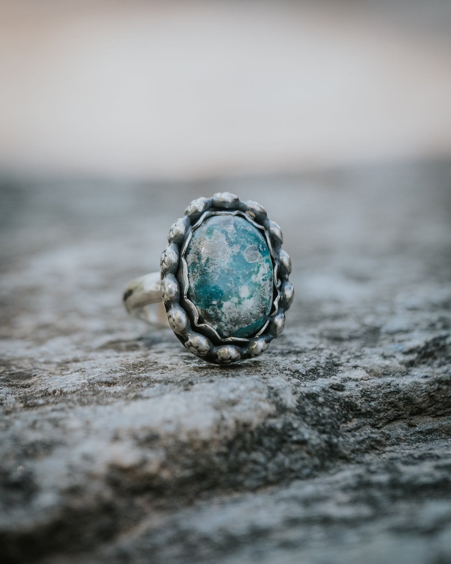 Whitewater Turquoise Sterling Ring, Size 8