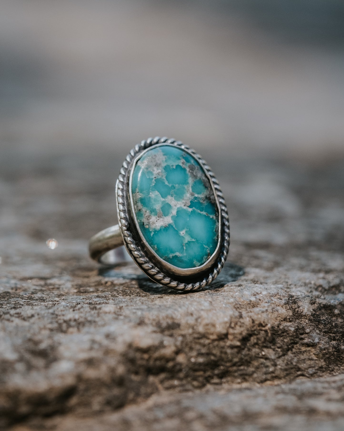 Whitewater Turquoise Sterling Ring, Size 6