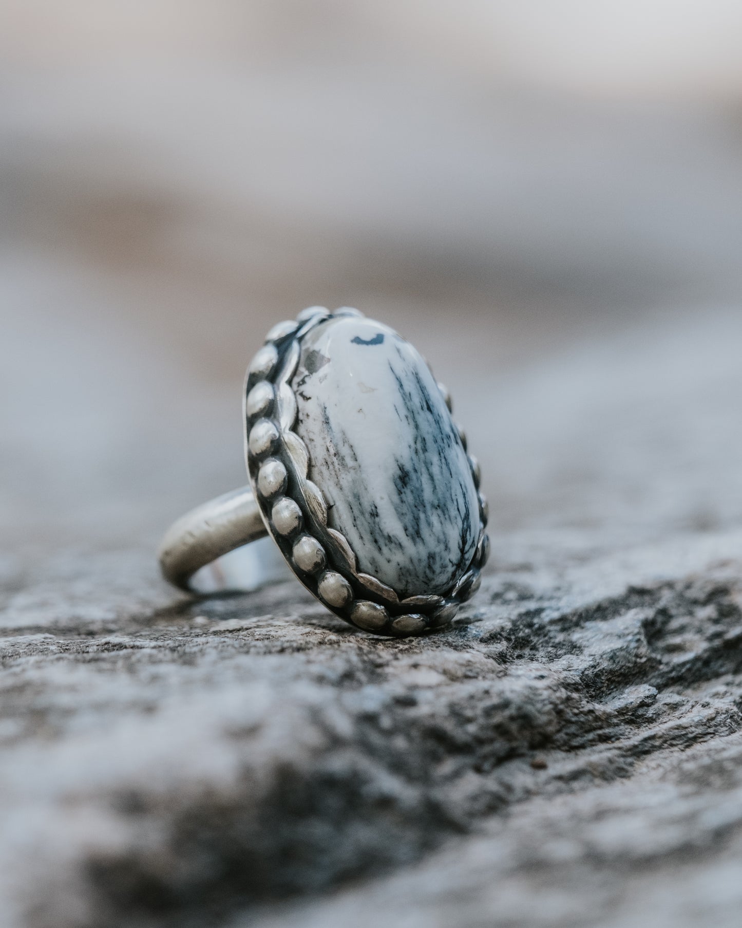 White Buffalo Sterling Ring, Size 7
