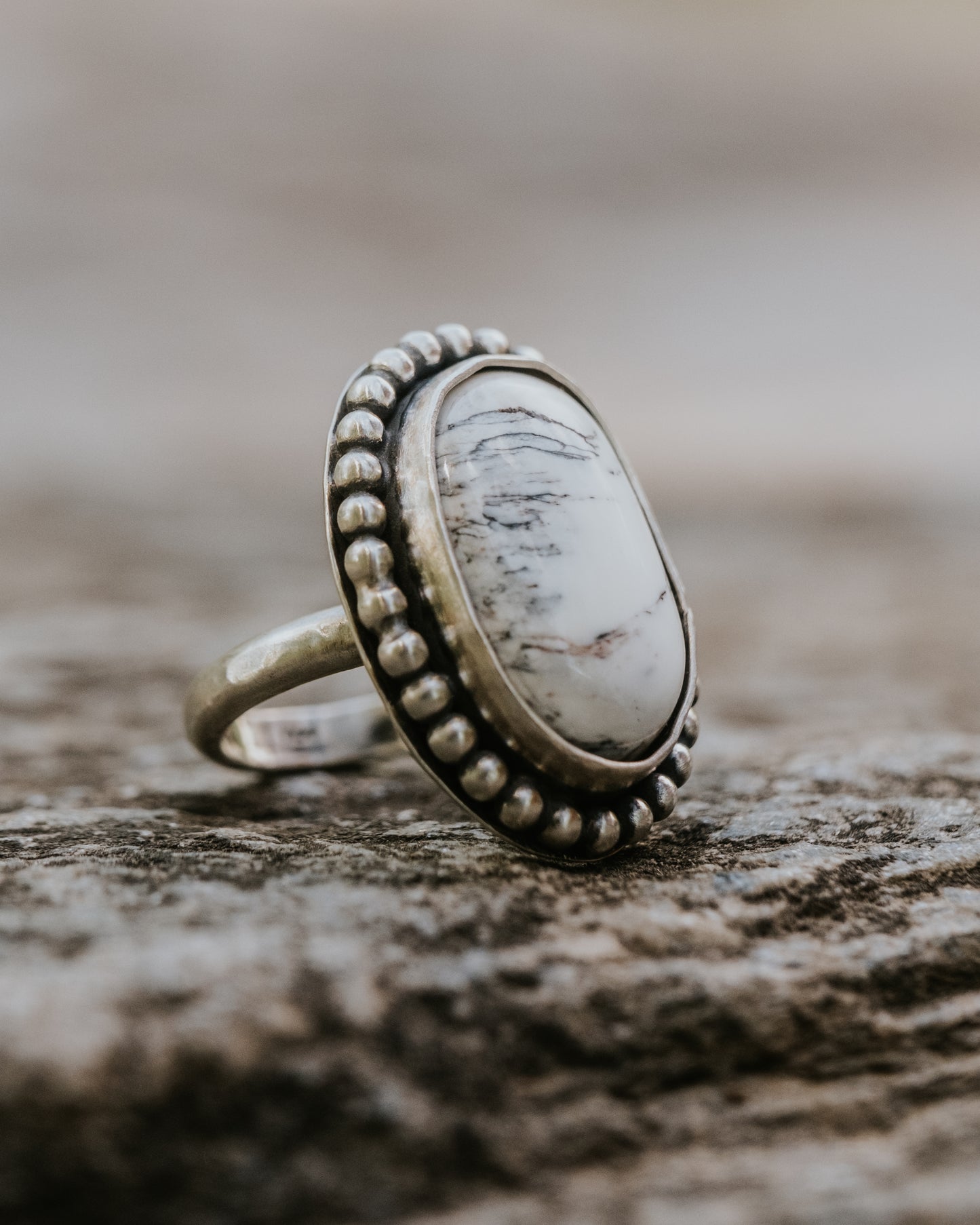 White Buffalo Sterling Ring, Size 7