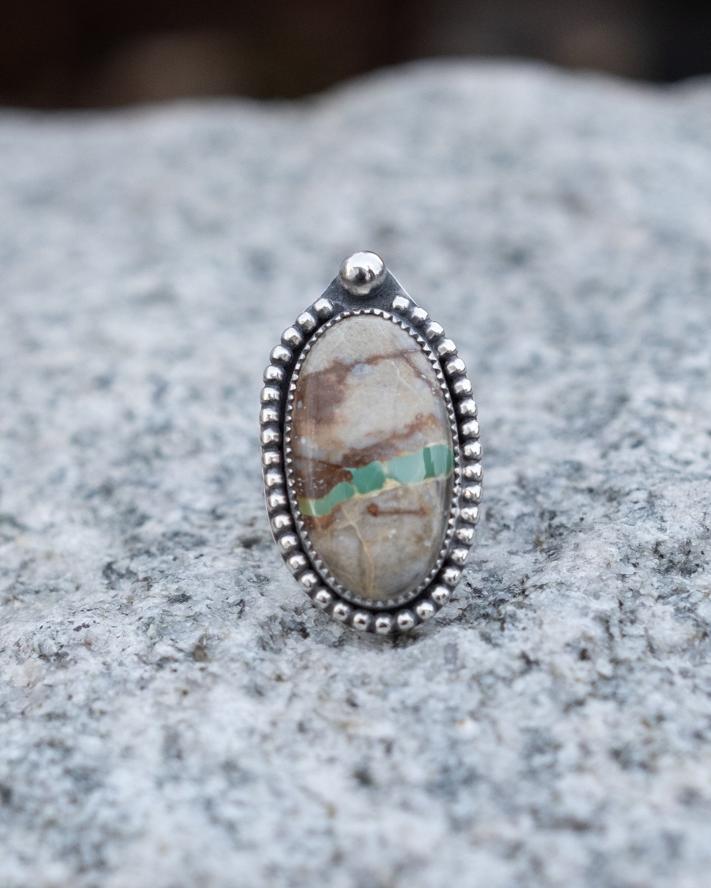 Royston Ribbon Turquoise Sterling Ring, Size 8
