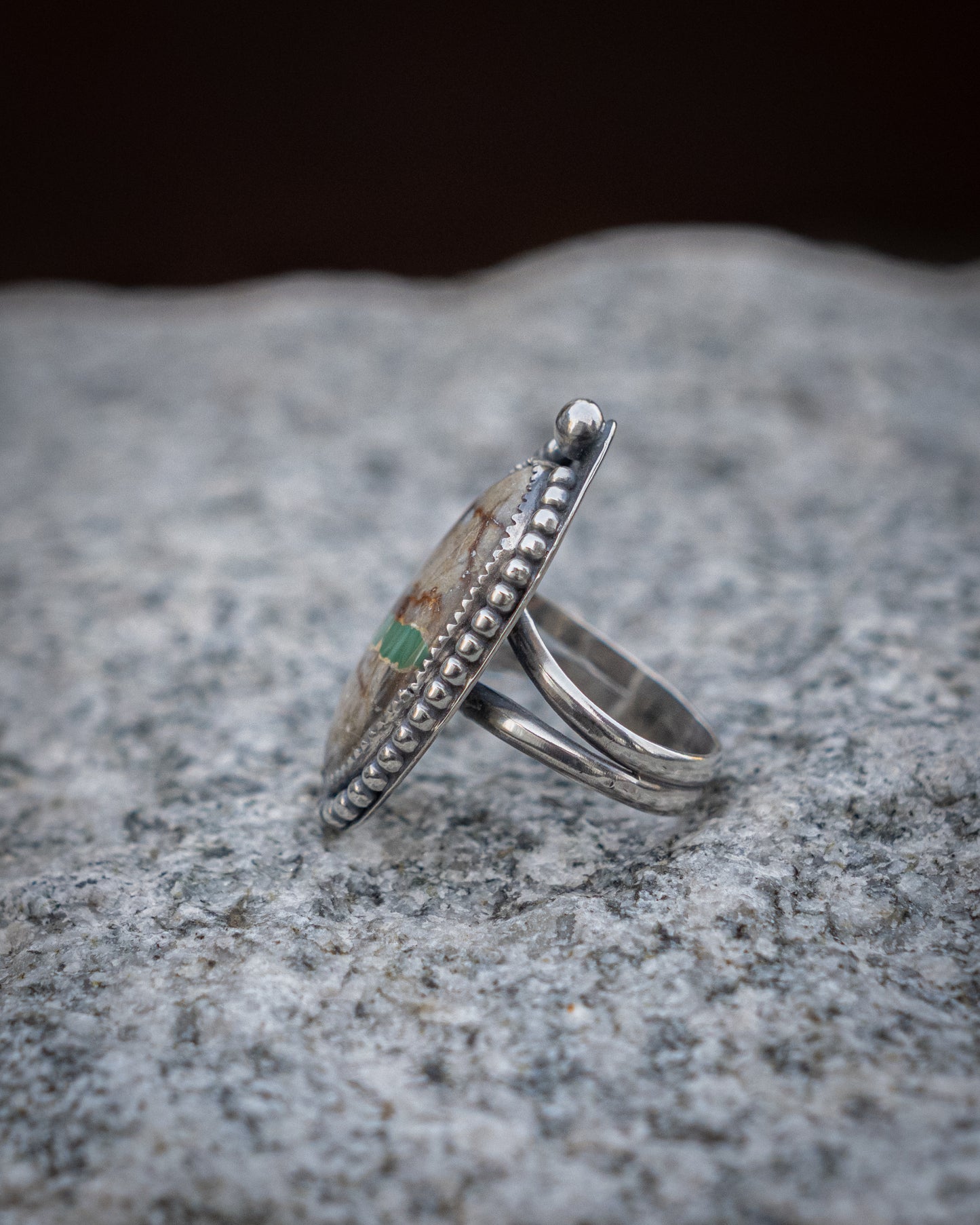 Royston Ribbon Turquoise Sterling Ring, Size 8