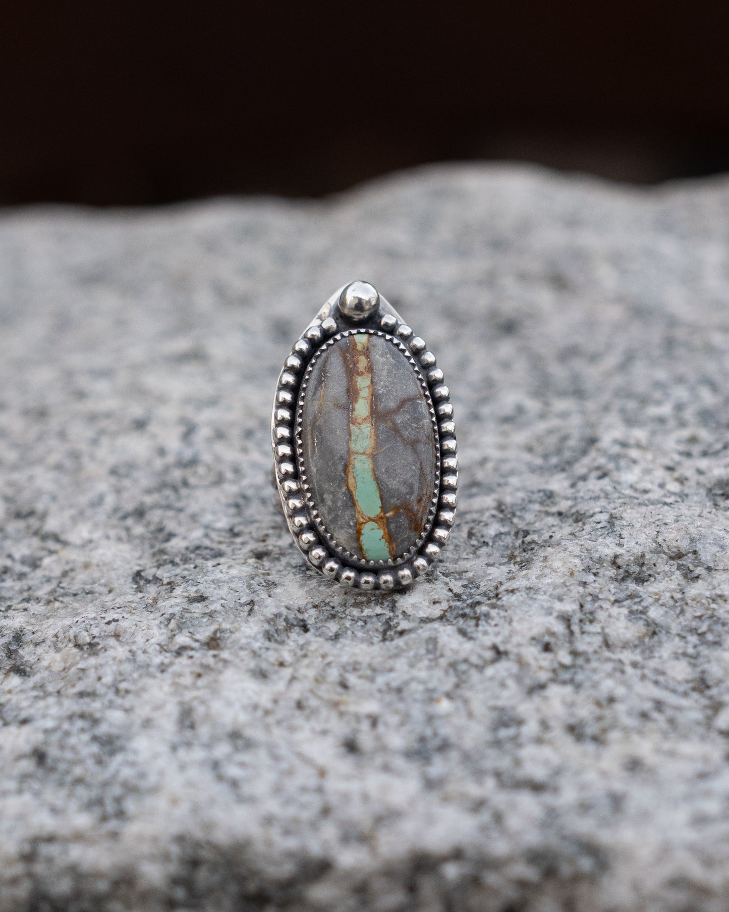 Royston Ribbon Turquoise Sterling Ring, Size 7