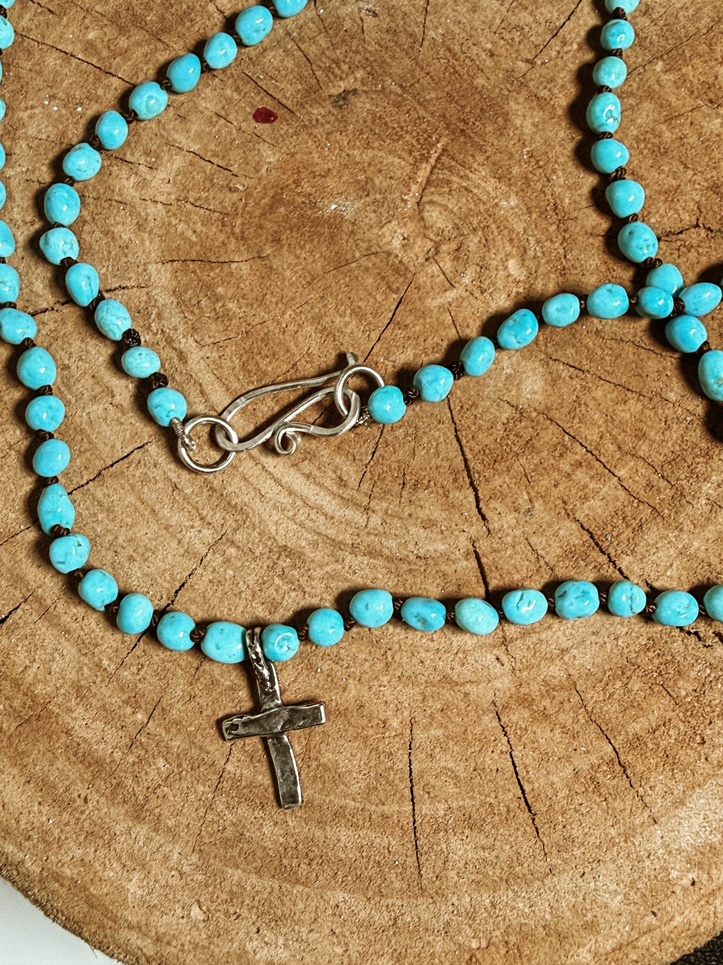 Sleeping Beauty Turquoise Cross Necklace