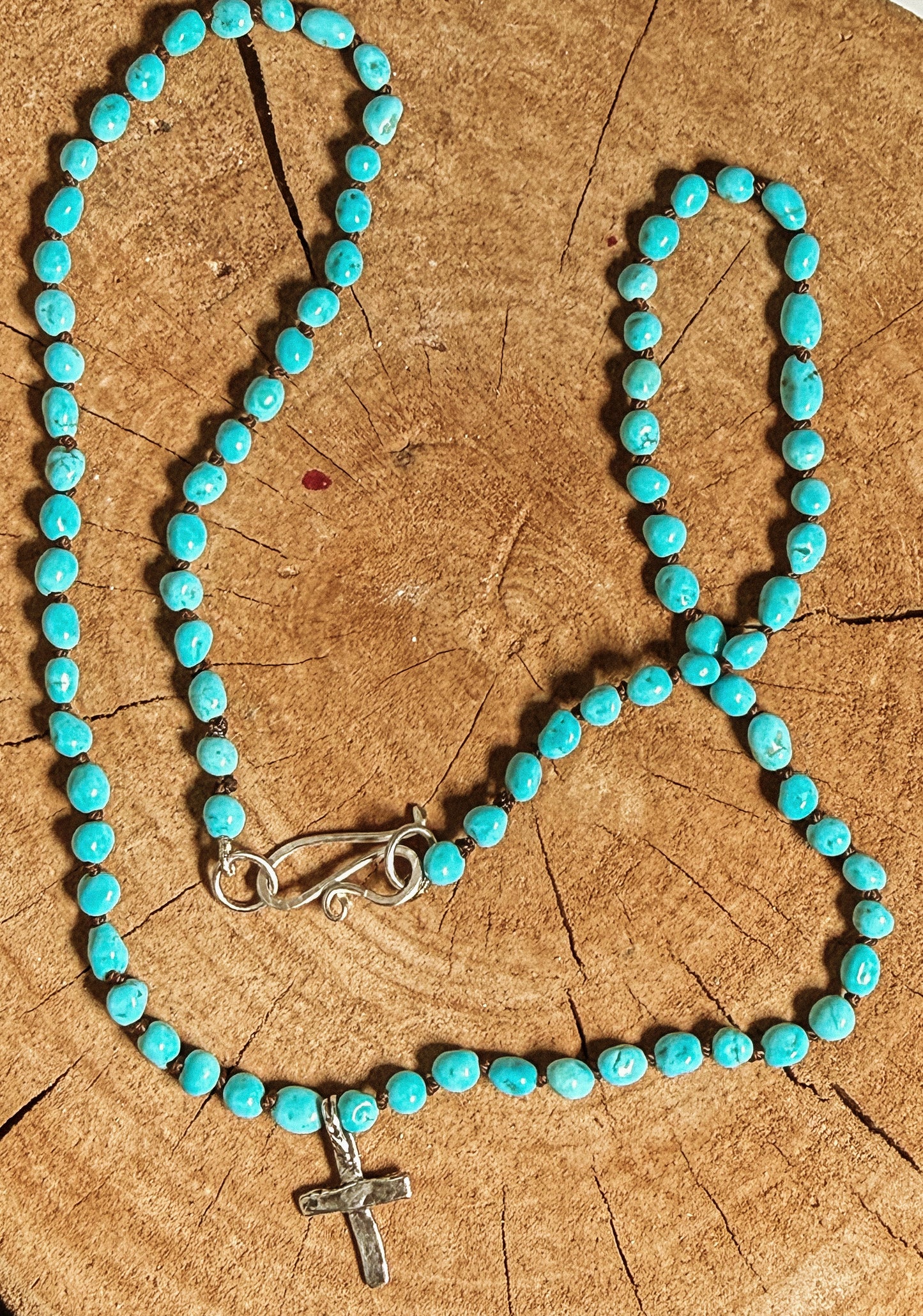 Sleeping Beauty Turquoise Cross Necklace