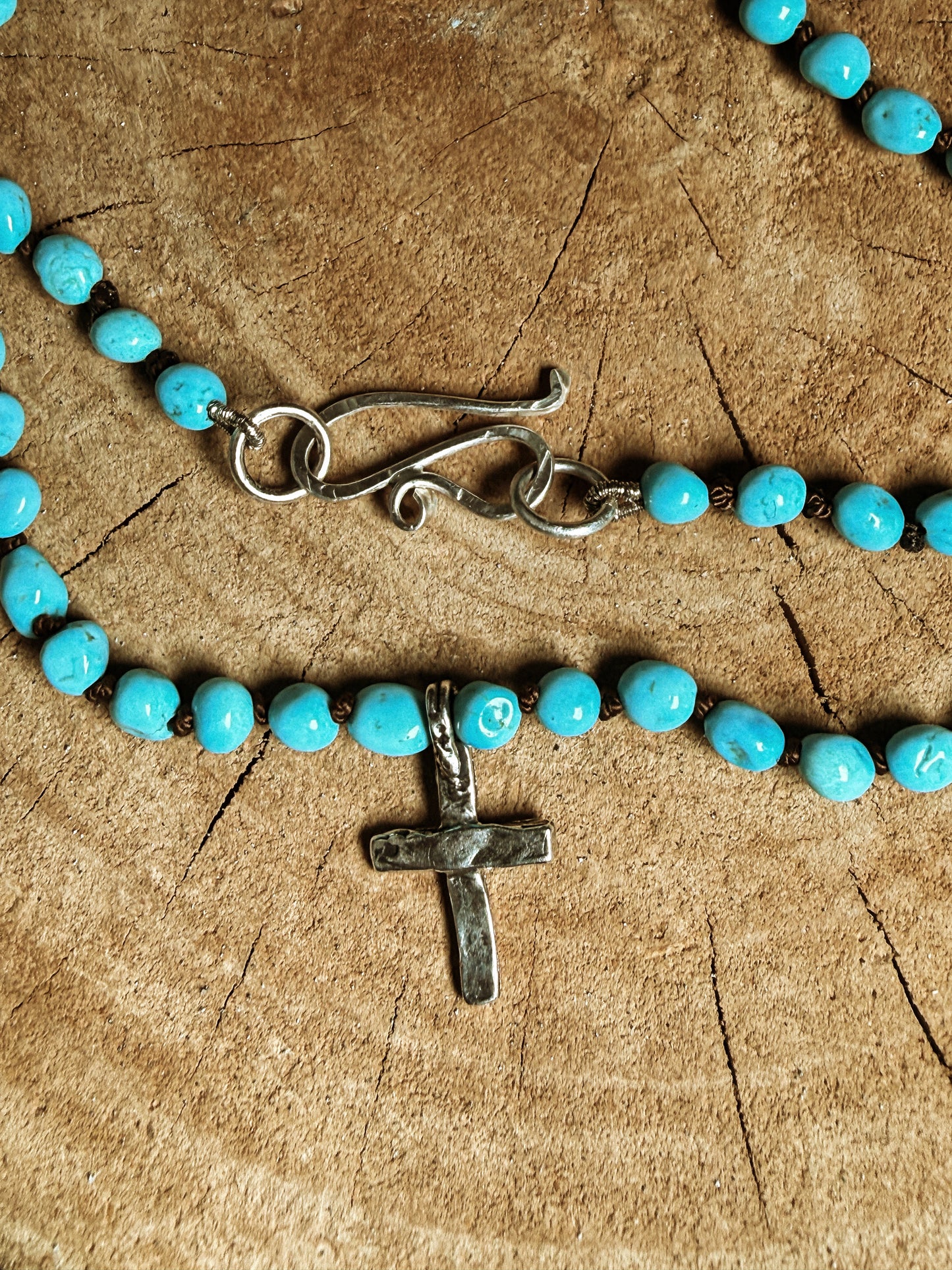 Sleeping Beauty Turquoise Cross Necklace