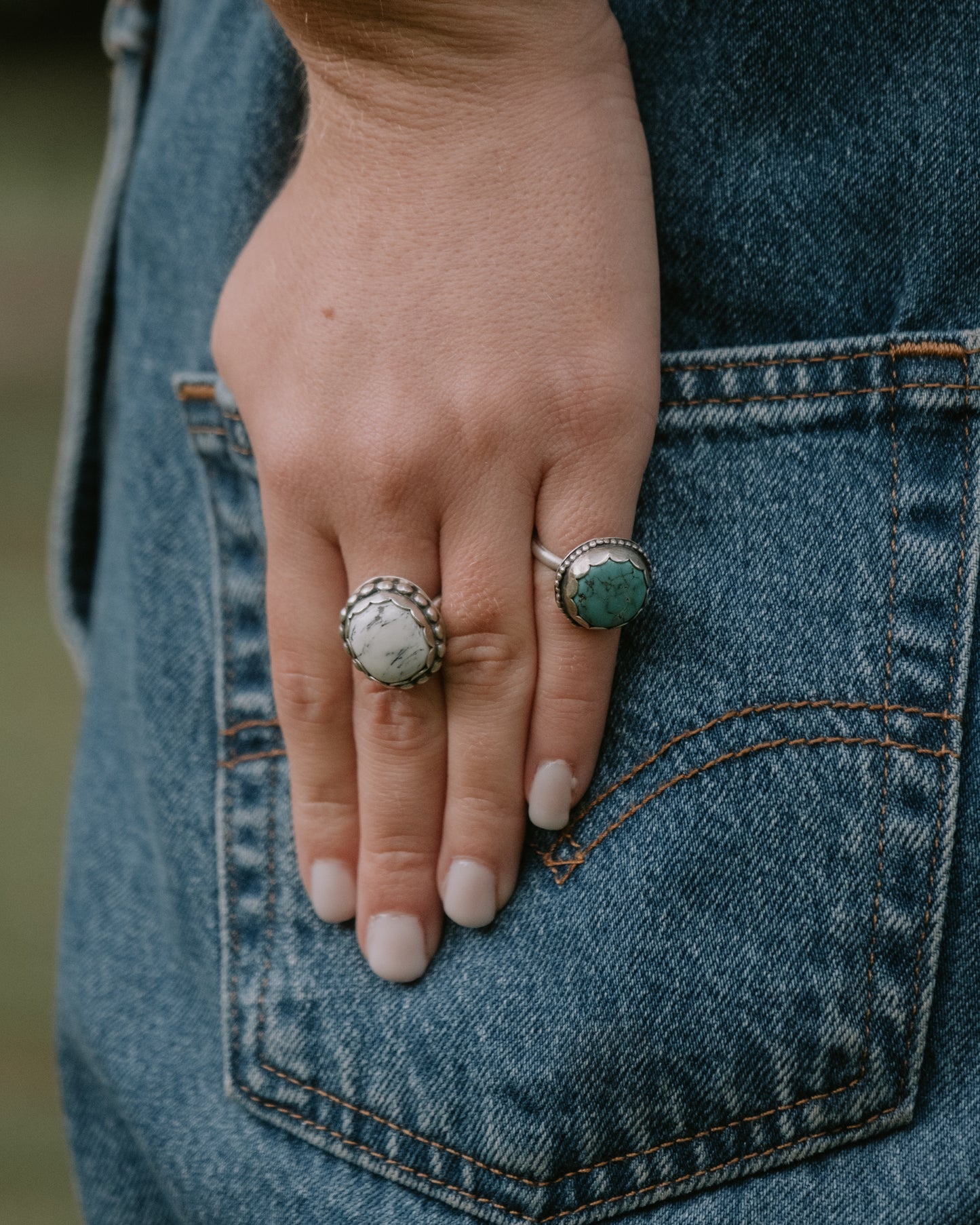 White Buffalo Sterling Ring, Size 6.5