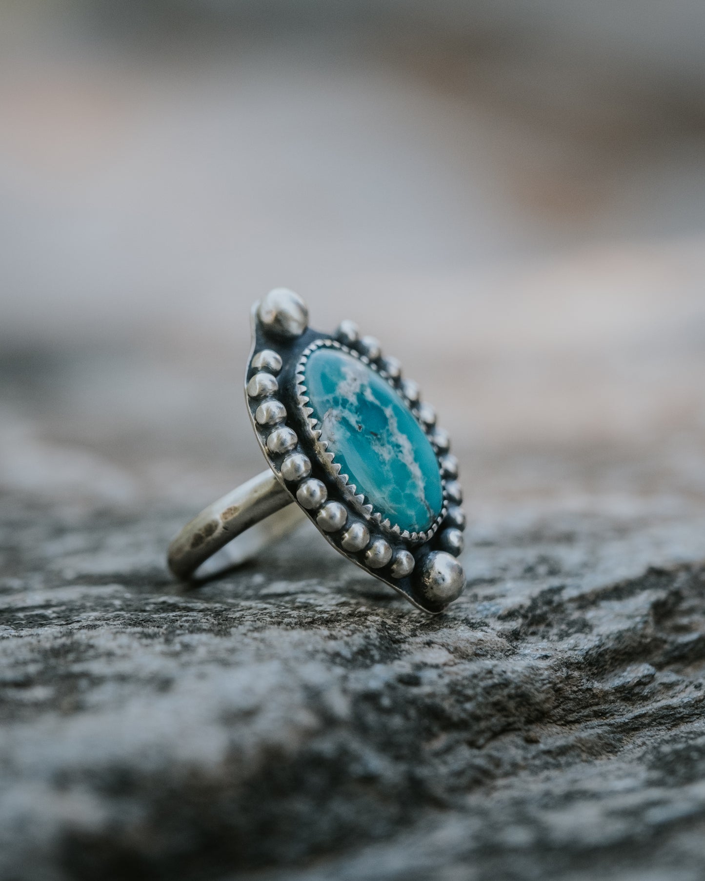 Whitewater Turquoise  Sterling Ring, Size 7