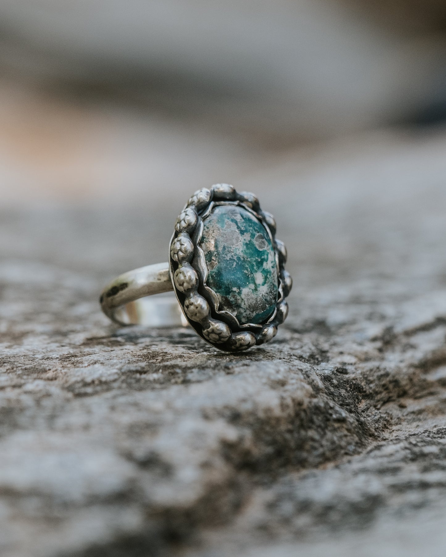 Whitewater Turquoise Sterling Ring, Size 8