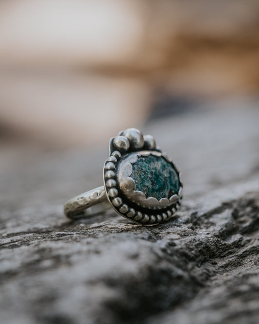 Whitewater Turquoise  Sterling Ring, Size 7